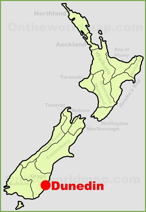 Dunedin location on the New Zealand Map - Ontheworldmap.com