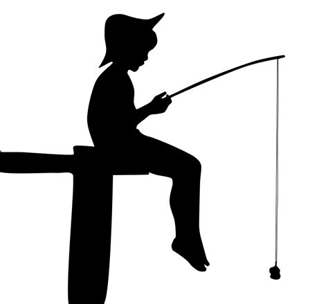 OnlineLabels Clip Art - Fishing Boy Silhouette