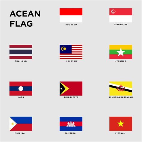 flags of countries in southeast asia set for your design 3456179 Vector ...