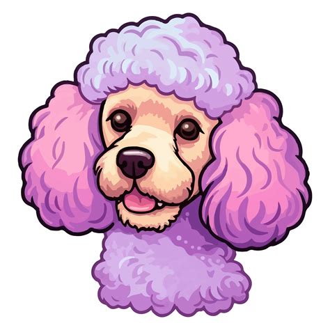 Colorful Poodle Dog, Poodle Portrait, Dog Sticker Clip art, Dog Lover design, AI generated ...
