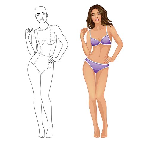 Fashion illustration female figure body template for fashion design ...