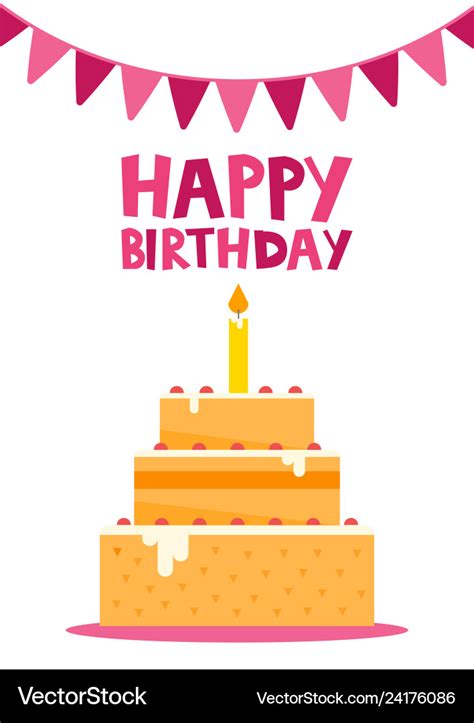 Happy birthday card design with cake Royalty Free Vector