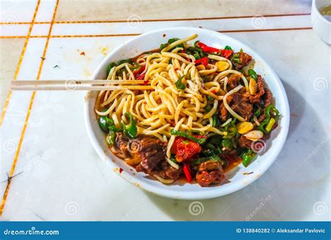 Uyghur Lagman Noodles stock photo. Image of fried, dinner - 138840282