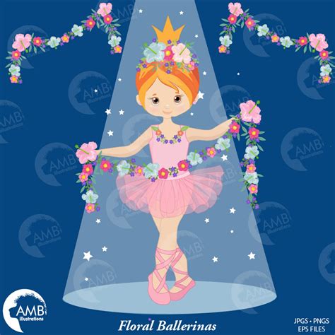 Ballerina Clipart Floral Ballet Clipart Pink Ballerina | Etsy