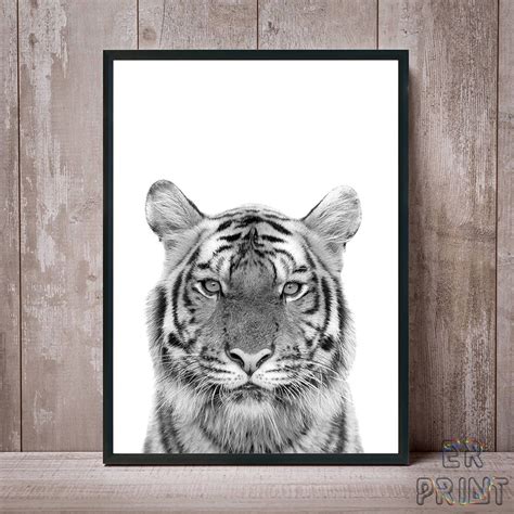 Tiger Print Tiger Black White Safari Prints African Animal | Etsy