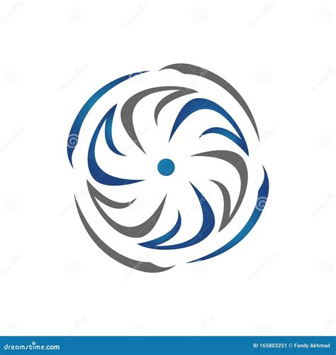 Rotation Of Water Wind Turbine Logo Design Vector Illustrations. Circle ...