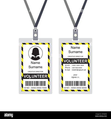 Plastic and Laminated volunteer Badge or id card, front and back view ...