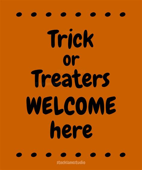 Printable Halloween Door Sign Trick or Treaters Welcome Here | Etsy