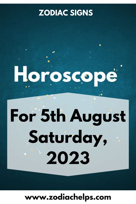 Horoscope for 5th August Saturday, 2023 | zodiac Signs