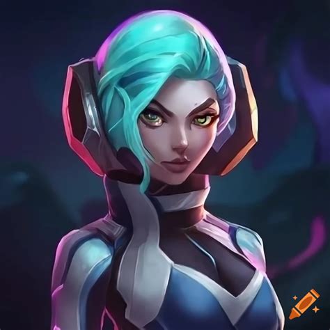 Detailed illustration of league of legends champion karma in a space suit on Craiyon