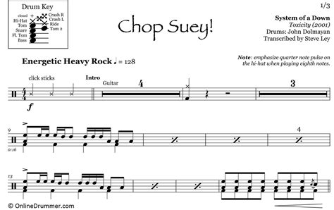 Chop Suey! - System of a Down - Drum Sheet Music