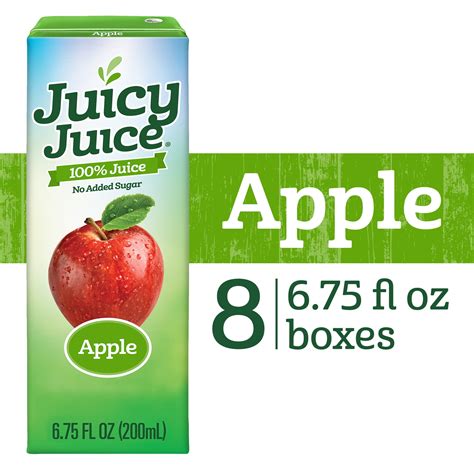 Juicy Juice Apple Juice, 100% Juice, 8 Count, 6.75 FL OZ Juice Box ...