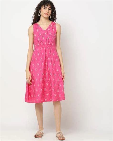 Buy Women Printed Fit & Flare Dress Online at Best Prices in India ...