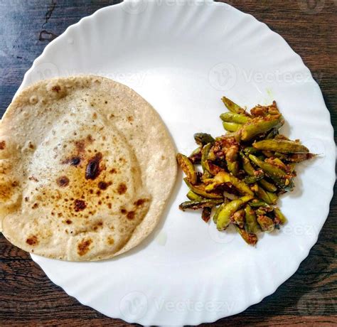 Indian Vegetable parwal Curry and Chapati Homemade chapati Indian bread ...