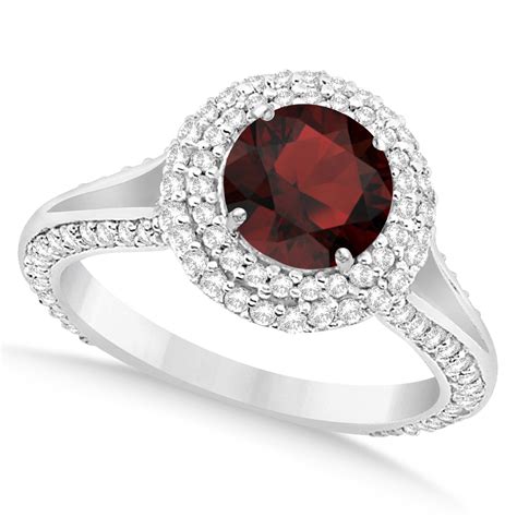 Halo Garnet & Diamond Engagement Ring 14k White Gold (2.40ct) - U8447