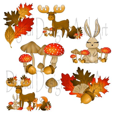 Autumn animals clipart By DigitalDesignsAndArt | TheHungryJPEG