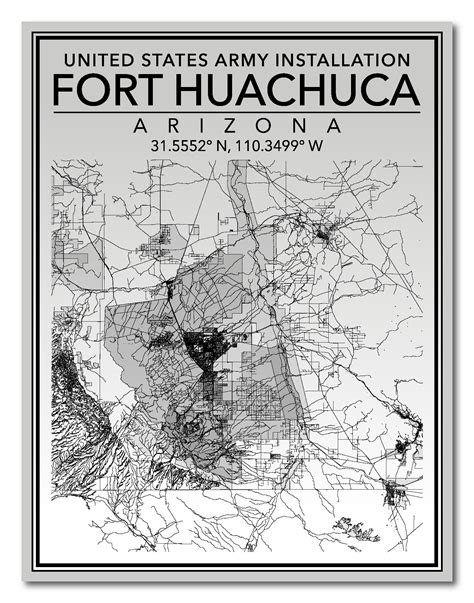 Wall Art Map Print of Army Base Fort Huachuca Arizona | Etsy