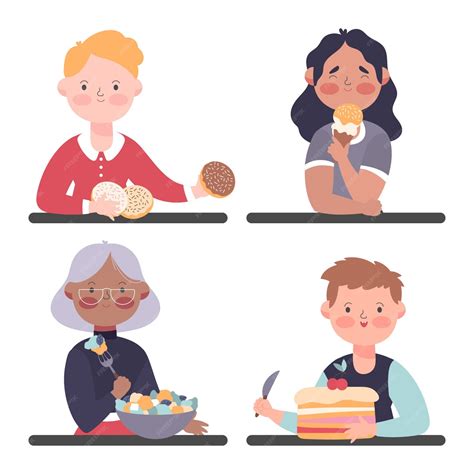 Free Vector | People with food illustration