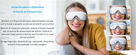 Aparat de Masaj pentru Ochi ZEN-EYE 5 Moduri, 3 Intensitati, Muzica Ambientala, Bluetooth ...