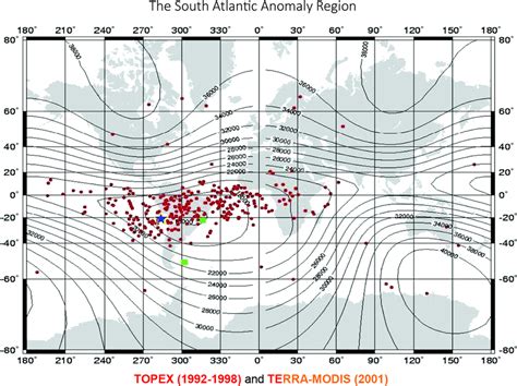 A map of the Earth showing contours of constant surface magnetic field ...