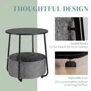 Modern Round Side End Table Fabric Basket Steel Frame - Temu