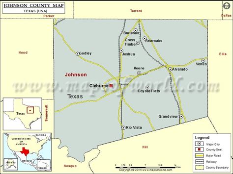 Johnson County Map | Map of Johnson County, Texas