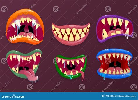 Monsters mouths. stock vector. Illustration of bizarre - 177340966