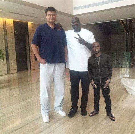 Yao Ming-7'5", Shaquille O' Neal-7'1" and Kevin Hart-5'4" : pics