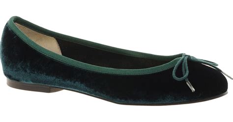 French Sole Henrietta Green Velvet Ballet Flats | Lyst