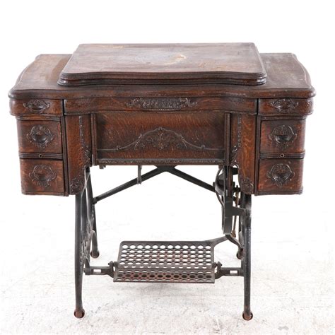 White Family Rotary Sewing Machine Treadle Table, Early 20th Century | EBTH