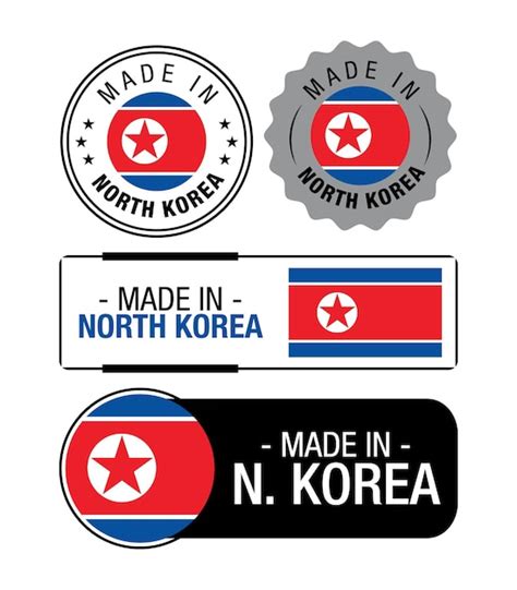 Premium Vector | Set of made in north korea labels, logo, north korea ...