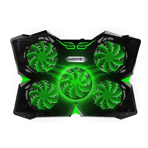 Wholesale 5 Fans Gaming Laptop Cooling Pad for 12"-17" Laptops with LED Lights Dual USB Ports ...