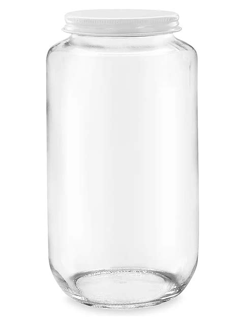 Clear Wide-Mouth Glass Jars - 32 oz, Metal Cap S-12757M - Uline