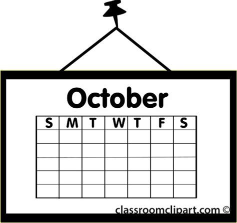 October Calendar Clip Art Black And White