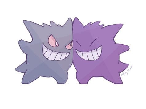 ErbyDraws | Here’s a Gengar and a shiny Gengar I did on the...