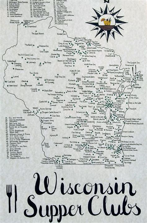 Wisconsin Supper Clubs Map REVISED 2023 - Etsy | Supper club, Wisconsin ...