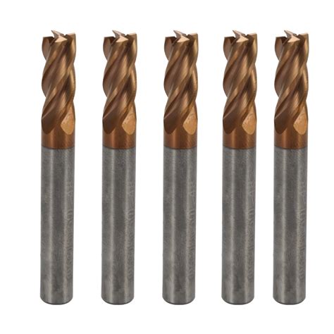 5PCS Solid Carbide Milling Cutter CNC Bits Endmill Standard Length Side ...