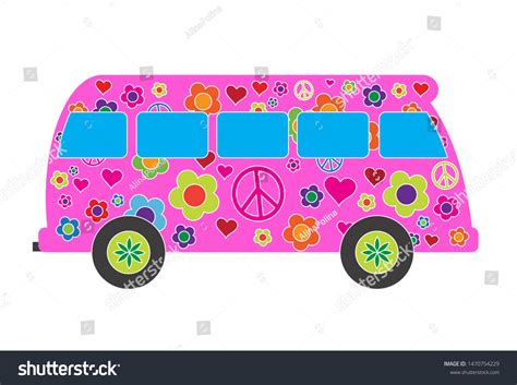 Beautiful Hippie Bus On White Background Stock Vector (Royalty Free ...