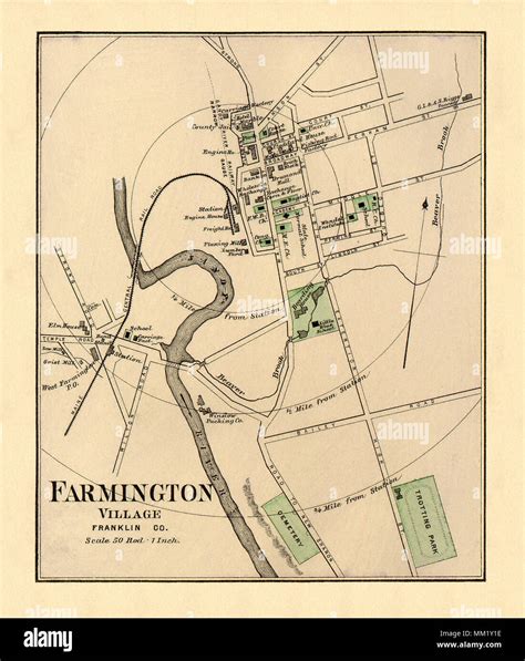 Map of Farmington Village. 1890 Stock Photo - Alamy