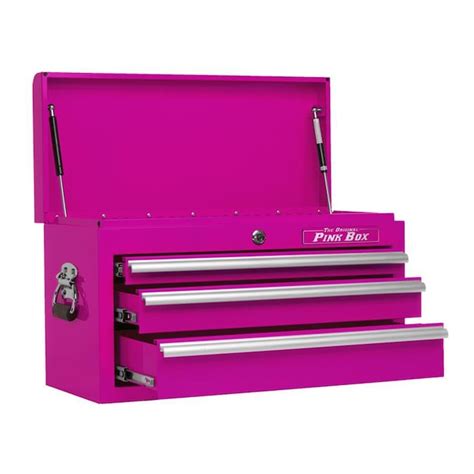 Original Pink Box 26-in 3-Drawer Red Steel Lockable Tool Box in the ...