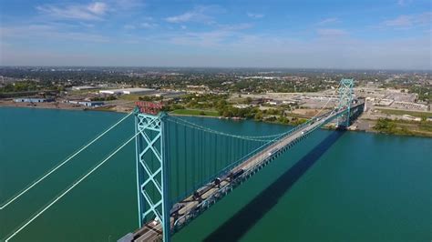 Drone views of the Ambassador Bridge - YouTube