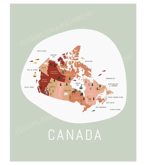 Canada Map Travel Poster Map Poster Canada Print - Etsy