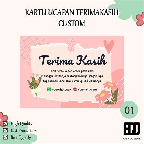 Jual Kartu ucapan terimakasih olshop custom / kartu ucapan olshop bisa ...