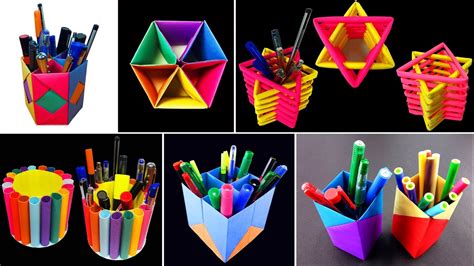 5 Beautiful and Very Easy Paper Pencil Holder Making Ideas | Pen Holder | Easy DIY Crafts - YouTube