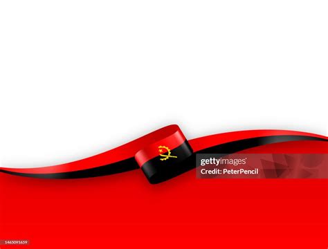 Angola Flag Ribbon Angolan Flag Long Banner On Background Template ...