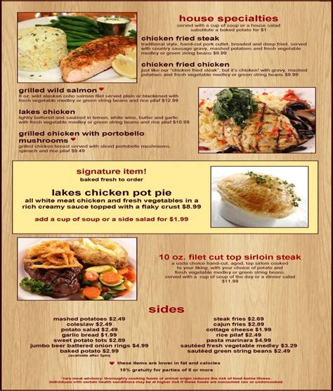 Menu | The Lakes Lounge