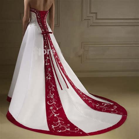 Burgundy And White Wedding Dress