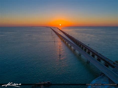 Sunset Over the Ocean Seven Mile Bridge Marathon Florida Keys | HDR Photography by Captain Kimo