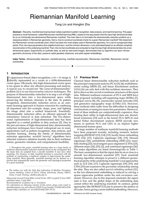 (PDF) Riemannian Manifold Learning