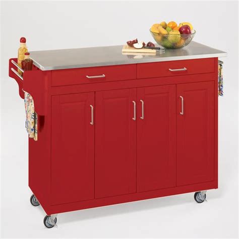 Home Styles Create-a-Cart Red Kitchen Cart with Stainless Steel Top - Modern - Kitchen Islands ...